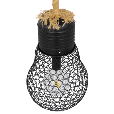 GLOBOSTAR® URBAN 01522 Vintage Κρεμαστό Φωτιστικό Οροφής με Ντουί 1 x E27 AC 220-240V IP20 - Μαύρο & Μπεζ - Μ28 x Π28 x Υ40cm