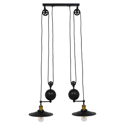 GLOBOSTAR® CARILO 01550 Vintage Κρεμαστό Φωτιστικό Οροφής με Ντουί 2 x E27 AC 220-240V IP20 - Μαύρο & Χρυσό - Μ72 x Π26 x Υ120cm