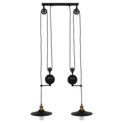 GLOBOSTAR® CARILO 01550 Vintage Κρεμαστό Φωτιστικό Οροφής με Ντουί 2 x E27 AC 220-240V IP20 - Μαύρο & Χρυσό - Μ72 x Π26 x Υ120cm