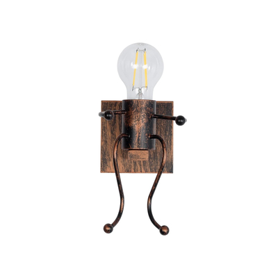 GLOBOSTAR® LITTLE MAN 01592 Μοντέρνο Φωτιστικό Τοίχου - Απλίκα με Ντουί 1 x E27 AC 220-240V IP20 - Χάλκινο - Μ12 x Π19 x Υ17cm