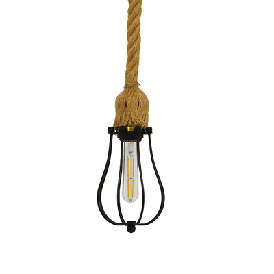 GLOBOSTAR® CAMBER 01594 Vintage Κρεμαστό Φωτιστικό Οροφής με Ντουί 1 x E27 AC 220-240V IP20 - Μαύρο & Μπεζ - Μ11 x Π11 x Υ25cm