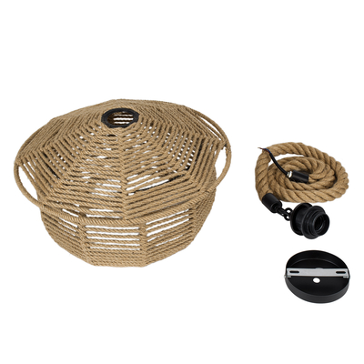 GLOBOSTAR® SPIRIT 01607 Boho Κρεμαστό Φωτιστικό Οροφής με Ντουί 1 x E27 AC 220-240V IP20 - Μπεζ - Μ35 x Π35 x Y30cm