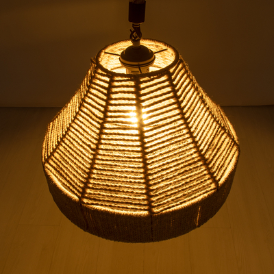 GLOBOSTAR® DOGMA 01609 Boho Κρεμαστό Φωτιστικό Οροφής με Ντουί 1 x E27 AC 220-240V IP20 - Μπεζ - Μ38 x Π38 x Υ28cm