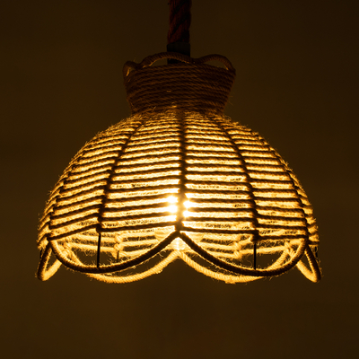 GLOBOSTAR® VENIER 01610 Boho Κρεμαστό Φωτιστικό Οροφής με Ντουί 1 x E27 AC 220-240V IP20 - Μπεζ - Μ35 x Π35 x Y26cm