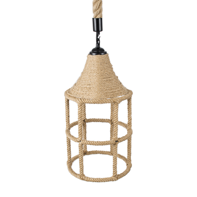 GLOBOSTAR® YUBA 01612 Boho Κρεμαστό Φωτιστικό Οροφής με Ντουί 1 x E27 AC 220-240V IP20 - Μπεζ - Μ22 x Π22 x Y40cm