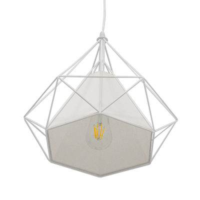 GLOBOSTAR® KAIRI 01619 Μοντέρνο Κρεμαστό Φωτιστικό Οροφής με Ντουί 1 x E27 AC 220-240V IP20 - Λευκό - Μ38 x Π38 x Υ39cm