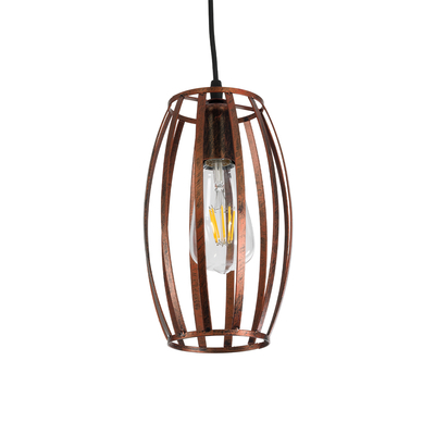 GLOBOSTAR® ZEBRA 01639 Vintage Κρεμαστό Φωτιστικό Οροφής με Ντουί 1 x E27 AC 220-240V IP20 - Χάλκινο - Μ15 x Π15 x Y15cm