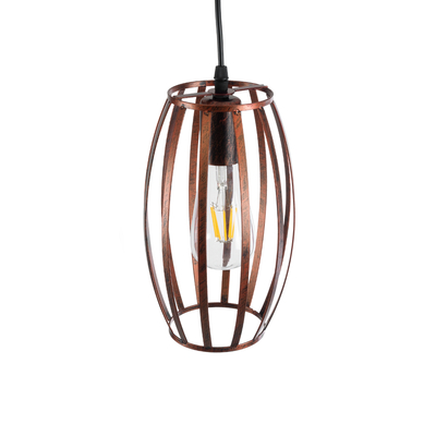 GLOBOSTAR® ZEBRA 01639 Vintage Κρεμαστό Φωτιστικό Οροφής με Ντουί 1 x E27 AC 220-240V IP20 - Χάλκινο - Μ15 x Π15 x Y15cm