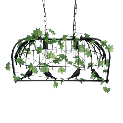 GLOBOSTAR® NEST 01643 Vintage Κρεμαστό Φωτιστικό Οροφής με Ντουί 2 x E27 AC 220-240V IP20 - Μαύρο & Πράσινο - Μ76 x Π36 x Y37cm