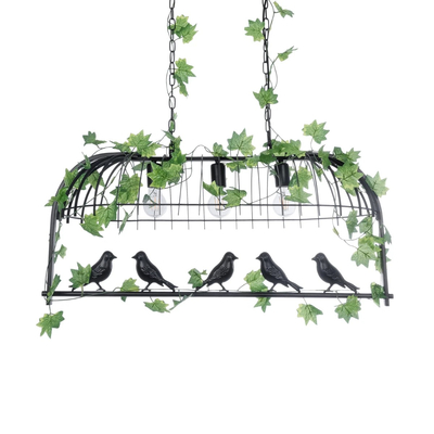 GLOBOSTAR® NEST 01646 Vintage Κρεμαστό Φωτιστικό Οροφής με Ντουί 3 x E27 AC 220-240V IP20 - Μαύρο & Πράσινο - Μ86 x Π38 x Y37cm