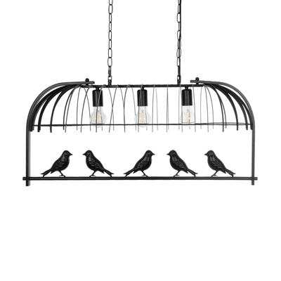 GLOBOSTAR® NEST 01646 Vintage Κρεμαστό Φωτιστικό Οροφής με Ντουί 3 x E27 AC 220-240V IP20 - Μαύρο & Πράσινο - Μ86 x Π38 x Y37cm