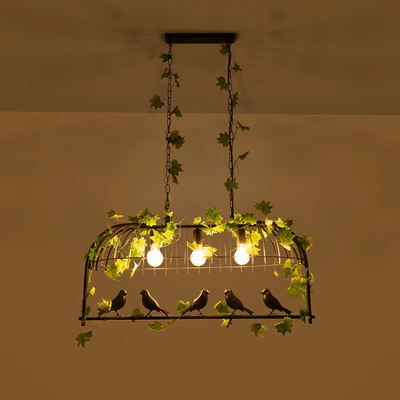 GLOBOSTAR® NEST 01646 Vintage Κρεμαστό Φωτιστικό Οροφής με Ντουί 3 x E27 AC 220-240V IP20 - Μαύρο & Πράσινο - Μ86 x Π38 x Y37cm