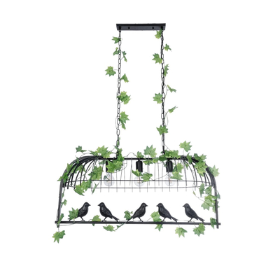 GLOBOSTAR® NEST 01646 Vintage Κρεμαστό Φωτιστικό Οροφής με Ντουί 3 x E27 AC 220-240V IP20 - Μαύρο & Πράσινο - Μ86 x Π38 x Y37cm