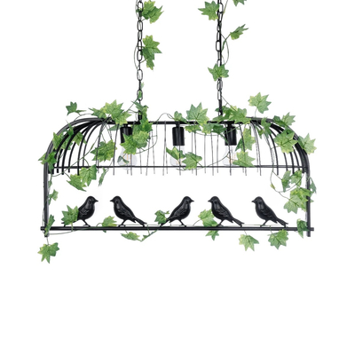 GLOBOSTAR® NEST 01646 Vintage Κρεμαστό Φωτιστικό Οροφής με Ντουί 3 x E27 AC 220-240V IP20 - Μαύρο & Πράσινο - Μ86 x Π38 x Y37cm