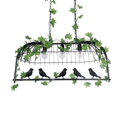 GLOBOSTAR® NEST 01646 Vintage Κρεμαστό Φωτιστικό Οροφής με Ντουί 3 x E27 AC 220-240V IP20 - Μαύρο & Πράσινο - Μ86 x Π38 x Y37cm