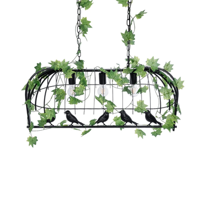 GLOBOSTAR® NEST 01646 Vintage Κρεμαστό Φωτιστικό Οροφής με Ντουί 3 x E27 AC 220-240V IP20 - Μαύρο & Πράσινο - Μ86 x Π38 x Y37cm