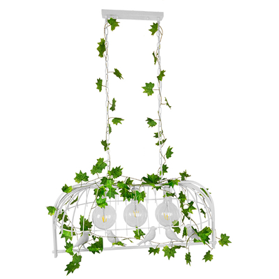 GLOBOSTAR® NEST 01647 Vintage Κρεμαστό Φωτιστικό Οροφής με Ντουί 3 x E27 AC 220-240V IP20 - Λευκό & Πράσινο - Μ86 x Π38 x Y37cm