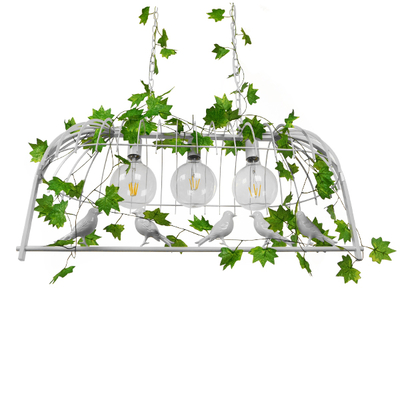 GLOBOSTAR® NEST 01647 Vintage Κρεμαστό Φωτιστικό Οροφής με Ντουί 3 x E27 AC 220-240V IP20 - Λευκό & Πράσινο - Μ86 x Π38 x Y37cm