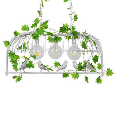 GLOBOSTAR® NEST 01647 Vintage Κρεμαστό Φωτιστικό Οροφής με Ντουί 3 x E27 AC 220-240V IP20 - Λευκό & Πράσινο - Μ86 x Π38 x Y37cm