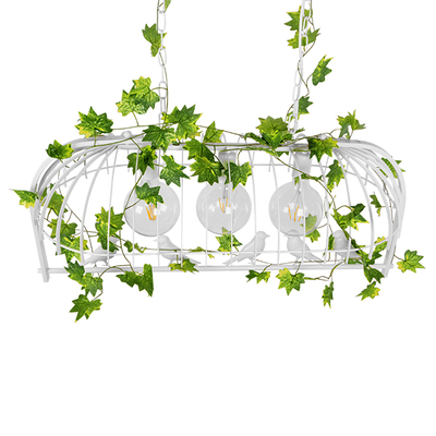GLOBOSTAR® NEST 01647 Vintage Κρεμαστό Φωτιστικό Οροφής με Ντουί 3 x E27 AC 220-240V IP20 - Λευκό & Πράσινο - Μ86 x Π38 x Y37cm