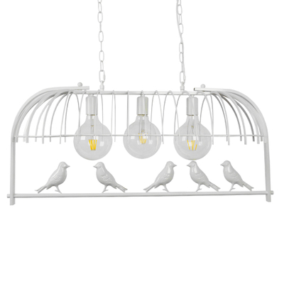 GLOBOSTAR® NEST 01647 Vintage Κρεμαστό Φωτιστικό Οροφής με Ντουί 3 x E27 AC 220-240V IP20 - Λευκό & Πράσινο - Μ86 x Π38 x Y37cm