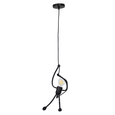 GLOBOSTAR® LITTLE MAN 01652 Μοντέρνο Κρεμαστό Φωτιστικό Οροφής με Ντουί 1 x E27 AC 220-240V IP20 - Μαύρο - Μ20 x Π20 x Υ40cm