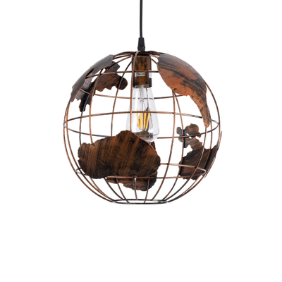 GLOBOSTAR® EARTH 01662 Vintage Κρεμαστό Φωτιστικό Οροφής με Ντουί 1 x E27 AC 220-240V IP20 - Χάλκινο - Μ30 x Π30 x Y30cm
