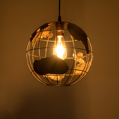 GLOBOSTAR® EARTH 01662 Vintage Κρεμαστό Φωτιστικό Οροφής με Ντουί 1 x E27 AC 220-240V IP20 - Χάλκινο - Μ30 x Π30 x Y30cm