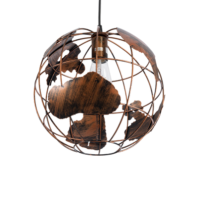 GLOBOSTAR® EARTH 01662 Vintage Κρεμαστό Φωτιστικό Οροφής με Ντουί 1 x E27 AC 220-240V IP20 - Χάλκινο - Μ30 x Π30 x Y30cm