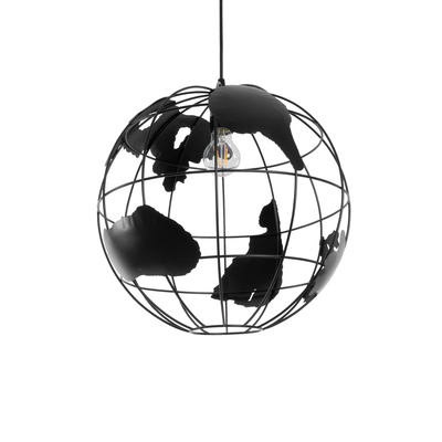 GLOBOSTAR® EARTH 01663 Vintage Κρεμαστό Φωτιστικό Οροφής με Ντουί 1 x E27 AC 220-240V IP20 - Μαύρο - Μ40 x Π40 x Υ38cm