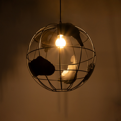 GLOBOSTAR® EARTH 01663 Vintage Κρεμαστό Φωτιστικό Οροφής με Ντουί 1 x E27 AC 220-240V IP20 - Μαύρο - Μ40 x Π40 x Υ38cm