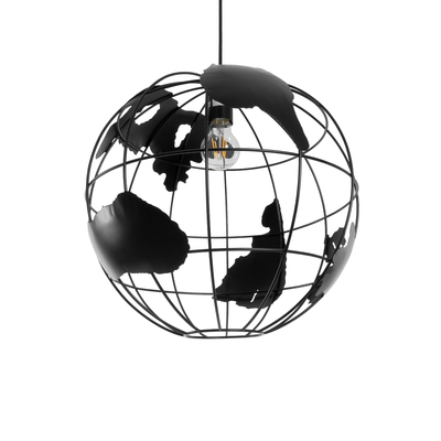 GLOBOSTAR® EARTH 01663 Vintage Κρεμαστό Φωτιστικό Οροφής με Ντουί 1 x E27 AC 220-240V IP20 - Μαύρο - Μ40 x Π40 x Υ38cm