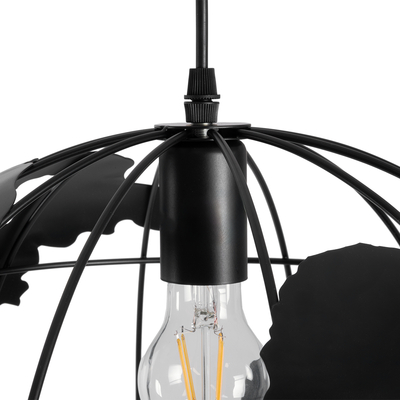 GLOBOSTAR® EARTH 01663 Vintage Κρεμαστό Φωτιστικό Οροφής με Ντουί 1 x E27 AC 220-240V IP20 - Μαύρο - Μ40 x Π40 x Υ38cm