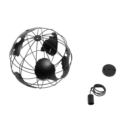 GLOBOSTAR® EARTH 01663 Vintage Κρεμαστό Φωτιστικό Οροφής με Ντουί 1 x E27 AC 220-240V IP20 - Μαύρο - Μ40 x Π40 x Υ38cm