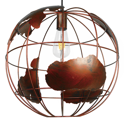 GLOBOSTAR® EARTH 01665 Vintage Κρεμαστό Φωτιστικό Οροφής με Ντουί 1 x E27 AC 220-240V IP20 - Χάλκινο - Μ40 x Π40 x Y40cm