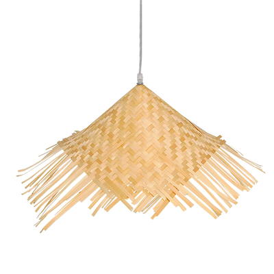 GLOBOSTAR® RICEHAT 01666 Boho Κρεμαστό Φωτιστικό Οροφής με Ντουί 1 x E27 AC 220-240V IP20 - Μπεζ - Μ70 x Π70 x Y25cm