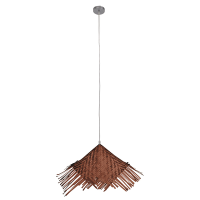 GLOBOSTAR® RICEHAT 01667 Boho Κρεμαστό Φωτιστικό Οροφής με Ντουί 1 x E27 AC 220-240V IP20 - Καφέ - Μ70 x Π70 x Y25cm