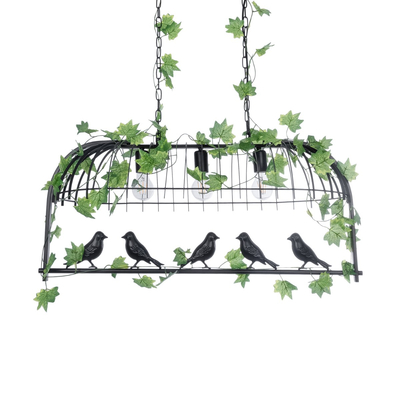 GLOBOSTAR® NEST 01646 Vintage Κρεμαστό Φωτιστικό Οροφής με Ντουί 3 x E27 AC 220-240V IP20 - Μαύρο & Πράσινο - Μ86 x Π38 x Y37cm