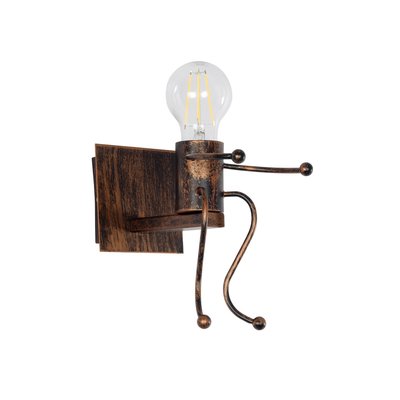 GLOBOSTAR® LITTLE MAN 01592 Μοντέρνο Φωτιστικό Τοίχου - Απλίκα με Ντουί 1 x E27 AC 220-240V IP20 - Χάλκινο - Μ12 x Π19 x Υ17cm