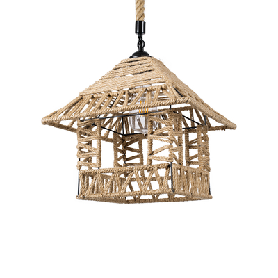 GLOBOSTAR® SPIKY 01613 Boho Κρεμαστό Φωτιστικό Οροφής με Ντουί 1 x E27 AC 220-240V IP20 - Μπεζ - Μ43 x Π43 x Y28cm