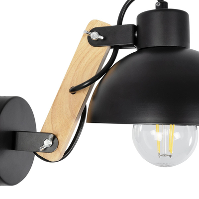 GLOBOSTAR® GRANT 00902 Μοντέρνο Φωτιστικό Τοίχου - Απλίκα με Ντουί 1 x E27 AC 220-240V IP20 - Μαύρο & Μπεζ - Μ15 x Π23 x Υ22cm