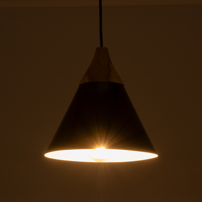 GLOBOSTAR® SHADE 00906 Μοντέρνο Κρεμαστό Φωτιστικό Οροφής με Ντουί 1 x E27 AC 220-240V IP20 - Μαύρο & Μπεζ - Μ23 x Π23 x Υ22cm