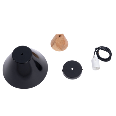 GLOBOSTAR® SHADE 00906 Μοντέρνο Κρεμαστό Φωτιστικό Οροφής με Ντουί 1 x E27 AC 220-240V IP20 - Μαύρο & Μπεζ - Μ23 x Π23 x Υ22cm