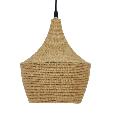 GLOBOSTAR® SHANGHAI ROPE 00916 Boho Κρεμαστό Φωτιστικό Οροφής με Ντουί 1 x E27 AC 220-240V IP20 - Μπεζ - Μ24 x Π24 x Υ30cm