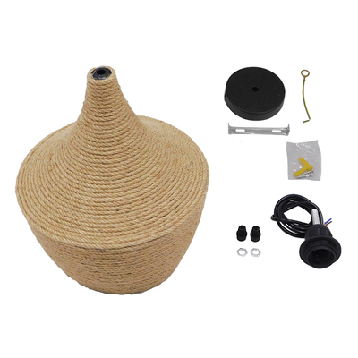 GLOBOSTAR® SHANGHAI ROPE 00916 Boho Κρεμαστό Φωτιστικό Οροφής με Ντουί 1 x E27 AC 220-240V IP20 - Μπεζ - Μ24 x Π24 x Υ30cm