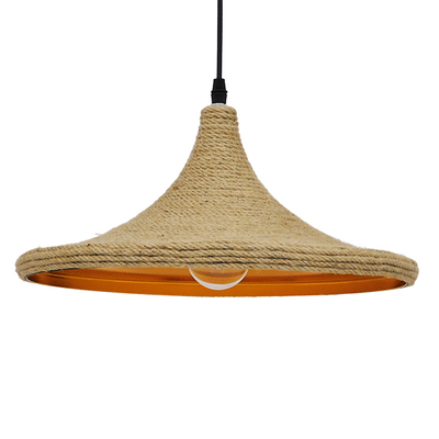 GLOBOSTAR® SHANGHAI ROPE 00917 Boho Κρεμαστό Φωτιστικό Οροφής με Ντουί 1 x E27 AC 220-240V IP20 - Μπεζ - Μ37 x Π37 x Υ20cm