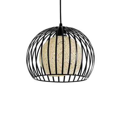 GLOBOSTAR® CARTER 00960 Μοντέρνο Κρεμαστό Φωτιστικό Οροφής με Ντουί 1 x E27 AC 220-240V IP20 - Μαύρο & Μπεζ - Μ28 x Π28 x Υ23cm