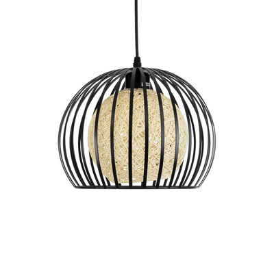 GLOBOSTAR® CARTER 00960 Μοντέρνο Κρεμαστό Φωτιστικό Οροφής με Ντουί 1 x E27 AC 220-240V IP20 - Μαύρο & Μπεζ - Μ28 x Π28 x Υ23cm