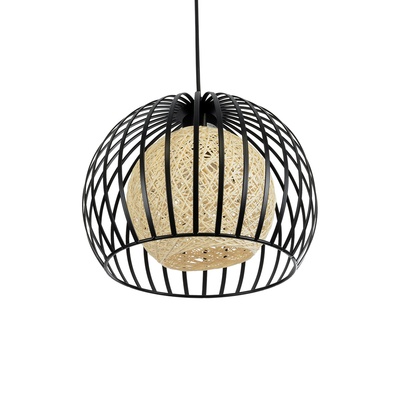 GLOBOSTAR® CARTER 00960 Μοντέρνο Κρεμαστό Φωτιστικό Οροφής με Ντουί 1 x E27 AC 220-240V IP20 - Μαύρο & Μπεζ - Μ28 x Π28 x Υ23cm