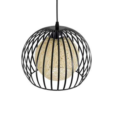 GLOBOSTAR® CARTER 00960 Μοντέρνο Κρεμαστό Φωτιστικό Οροφής με Ντουί 1 x E27 AC 220-240V IP20 - Μαύρο & Μπεζ - Μ28 x Π28 x Υ23cm